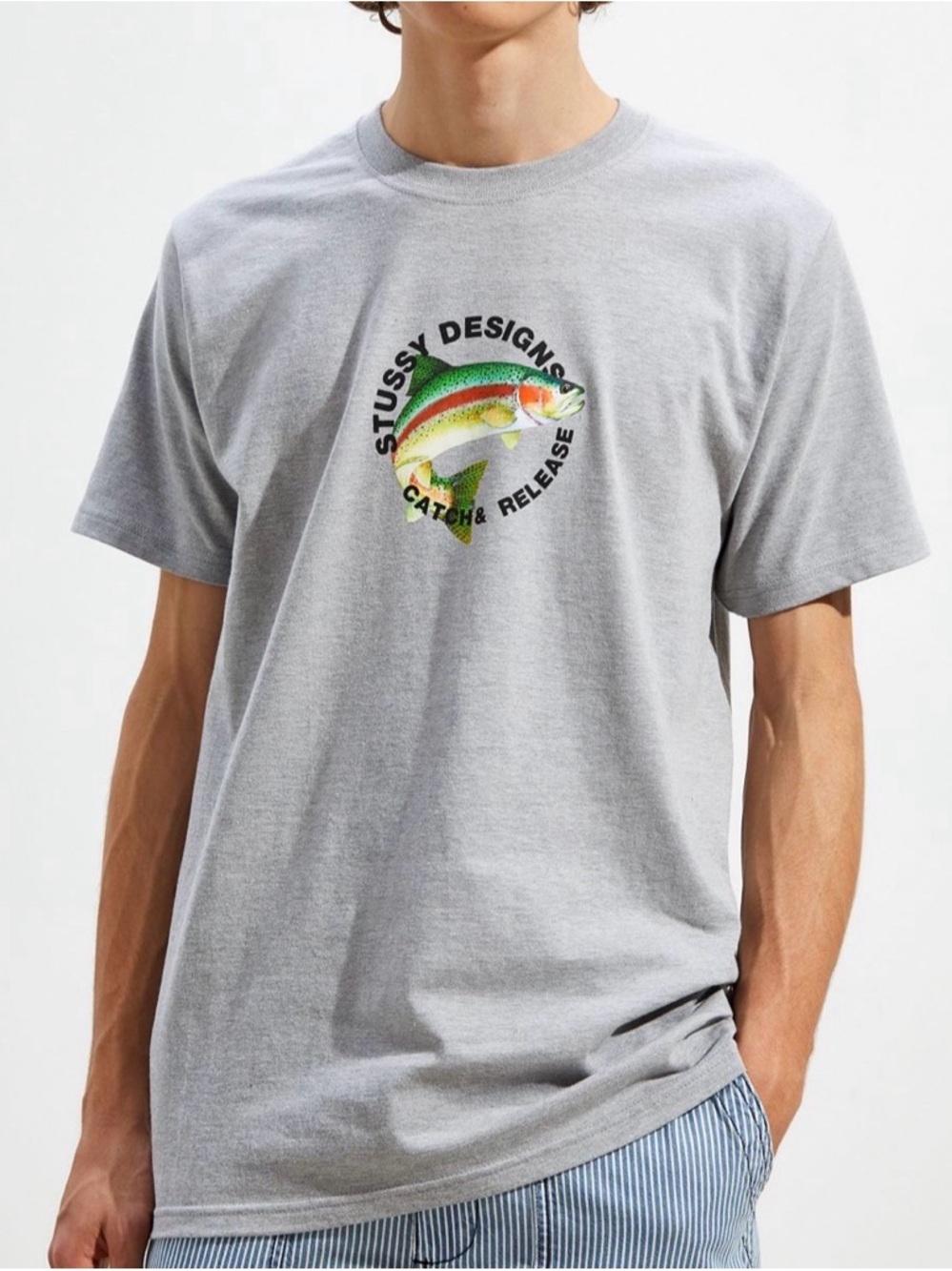 Stussy "Catch & Release" t-shirt Tee-L-Skater-Y2K